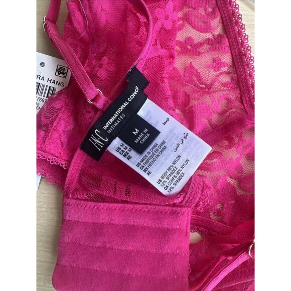 INC International Concepts Longline Sheer Lace Bralette Hot Pink Lightning - Picture 5 of 5